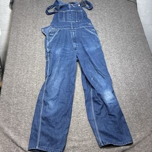 Vintage Roebucks Sears Bib Overalls Mens 36x30 Denim Workwear Carpenter Utility